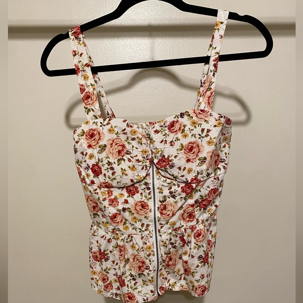 Flower padded zip up top